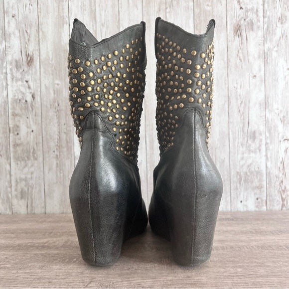Jeffrey Campbell Studded Western Leather Wedge Boots Size 8.5 - Picture 6 of 8